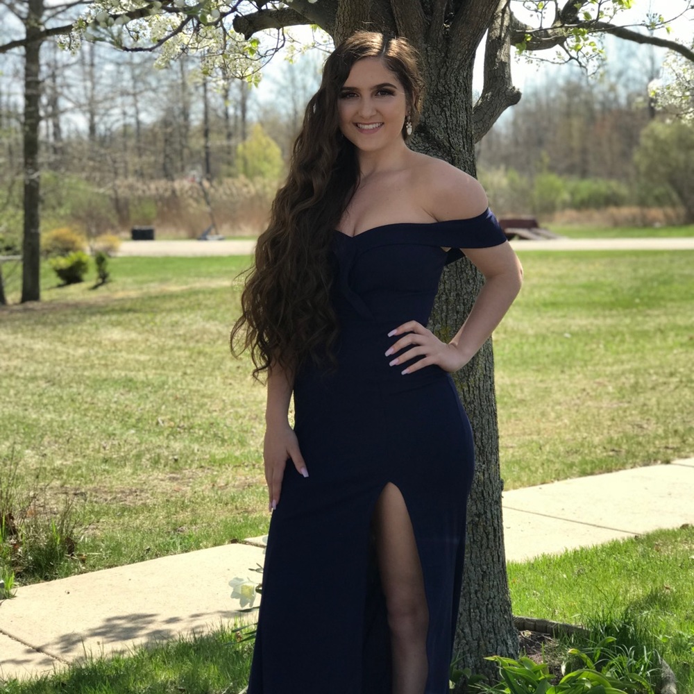 navy blue prom dress